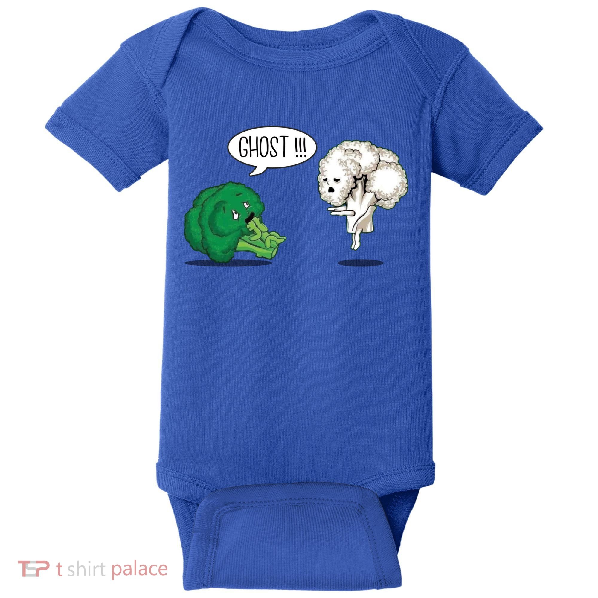 Funny Scared Broccoli By Ghost Cauliflower Funny Vegetarian Gift Baby Bodysuit