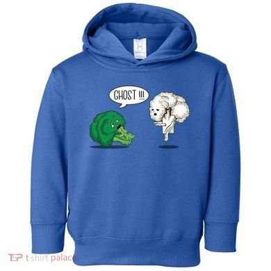 Funny Scared Broccoli By Ghost Cauliflower Funny Vegetarian Gift Toddler Hoodie