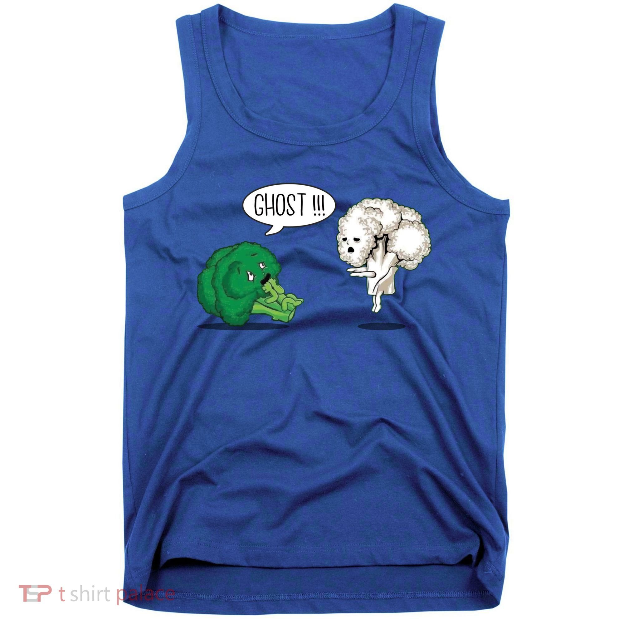 Funny Scared Broccoli By Ghost Cauliflower Funny Vegetarian Gift Tank Top