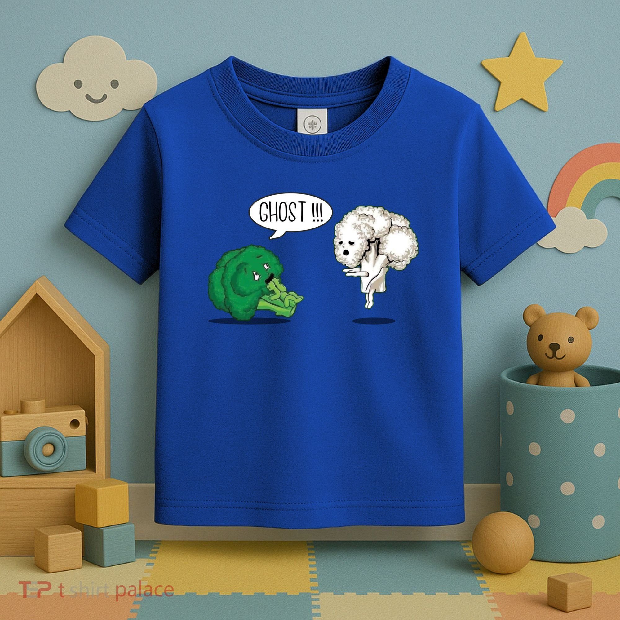 Funny Scared Broccoli By Ghost Cauliflower Funny Vegetarian Gift Toddler T-Shirt