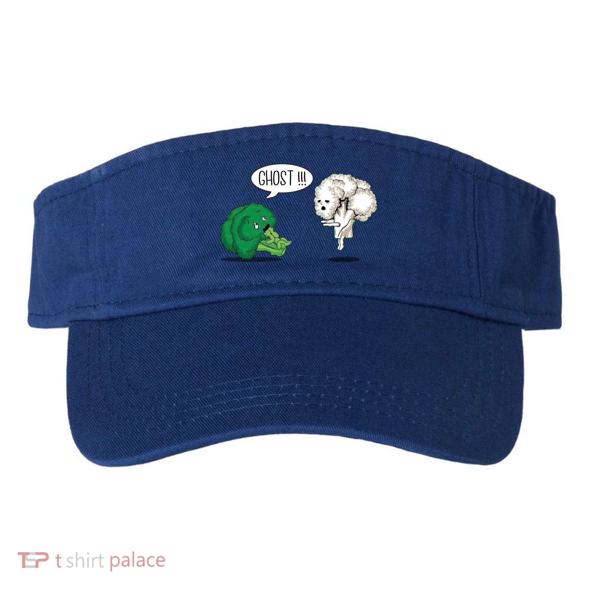 Funny Scared Broccoli By Ghost Cauliflower Funny Vegetarian Gift Visor