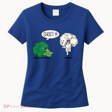 Funny Scared Broccoli By Ghost Cauliflower Funny Vegetarian Gift Women's T-Shirt