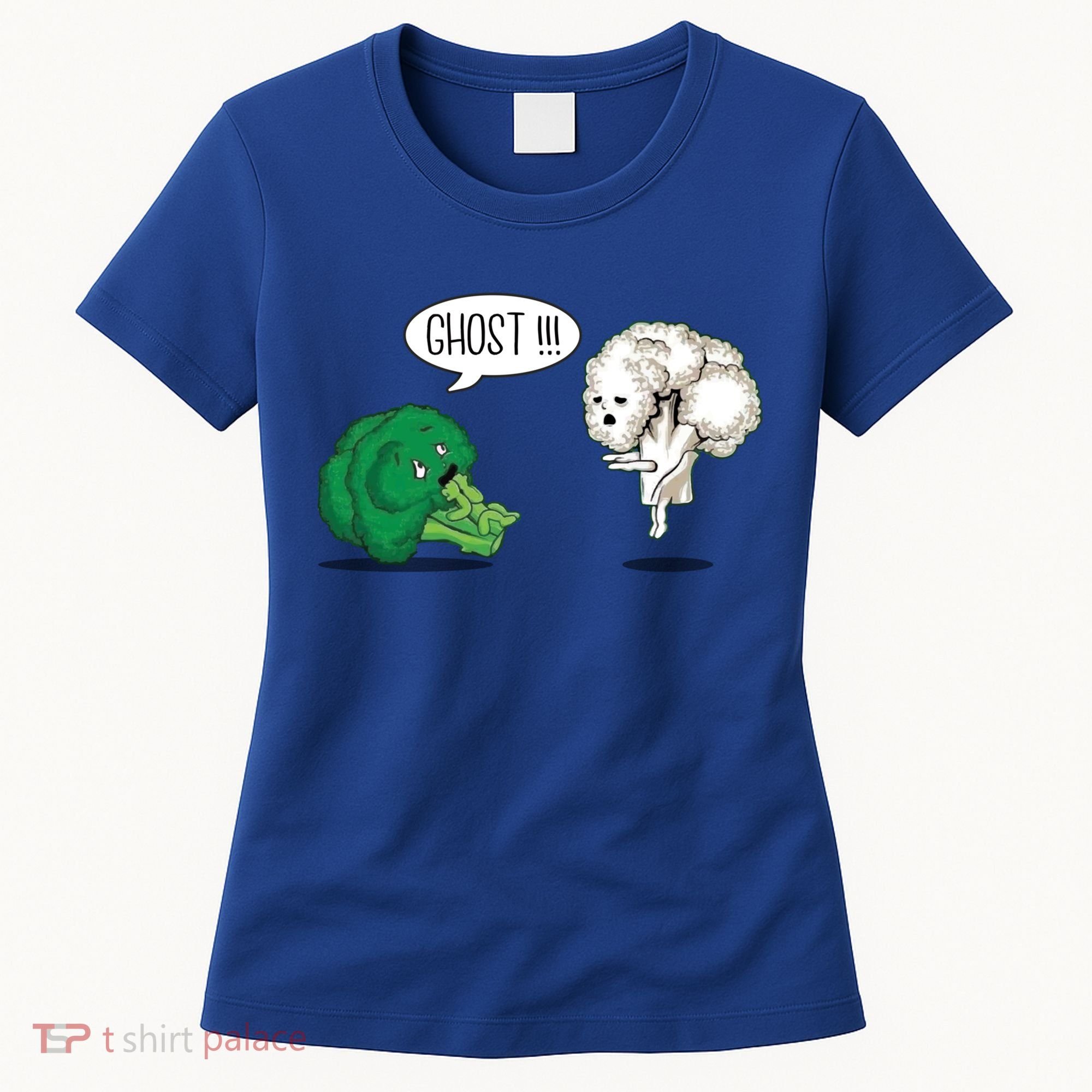 Funny Scared Broccoli By Ghost Cauliflower Funny Vegetarian Gift Women's T-Shirt