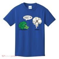 Funny Scared Broccoli By Ghost Cauliflower Funny Vegetarian Gift Kids T-Shirt thumb 0