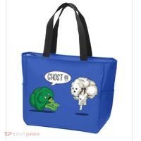 Funny Scared Broccoli By Ghost Cauliflower Funny Vegetarian Gift Tote Bag thumb 3