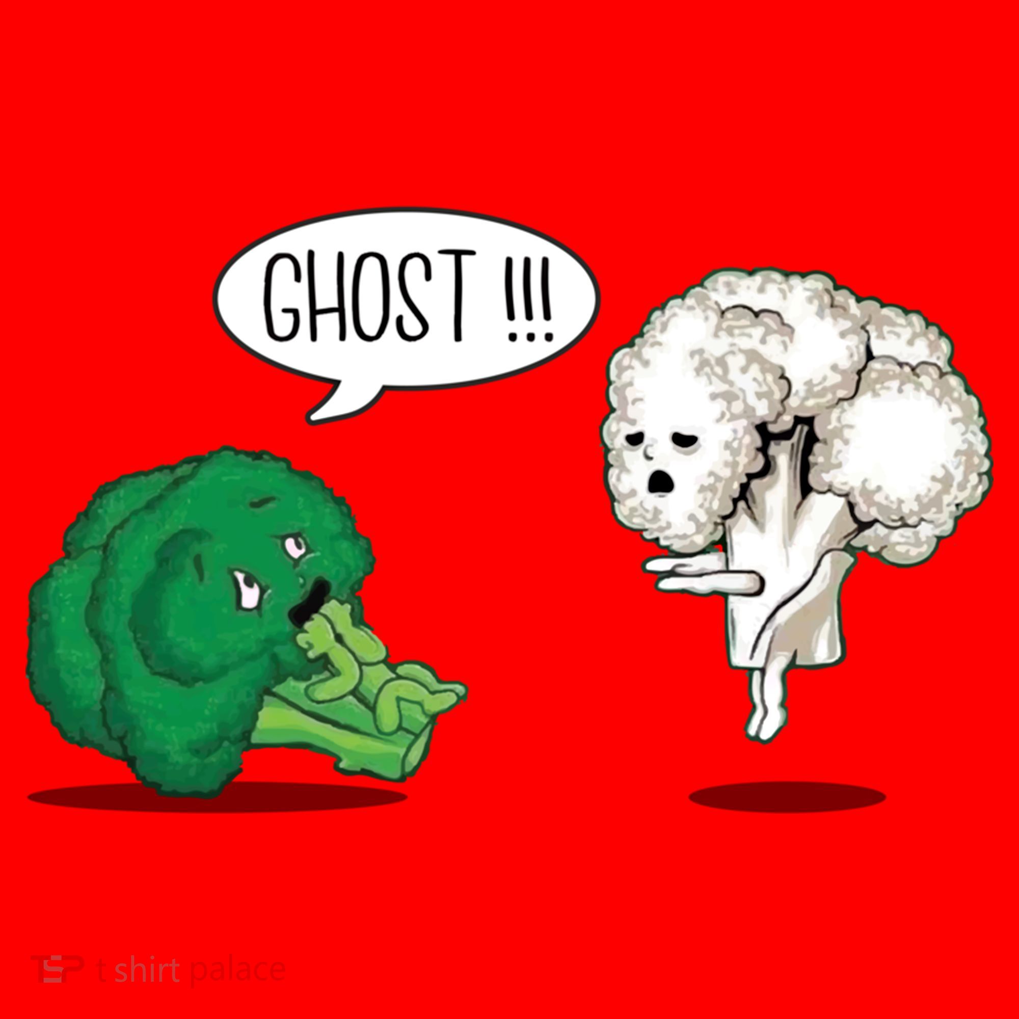 Funny Scared Broccoli By Ghost Cauliflower Funny Vegetarian Gift Santa Hat