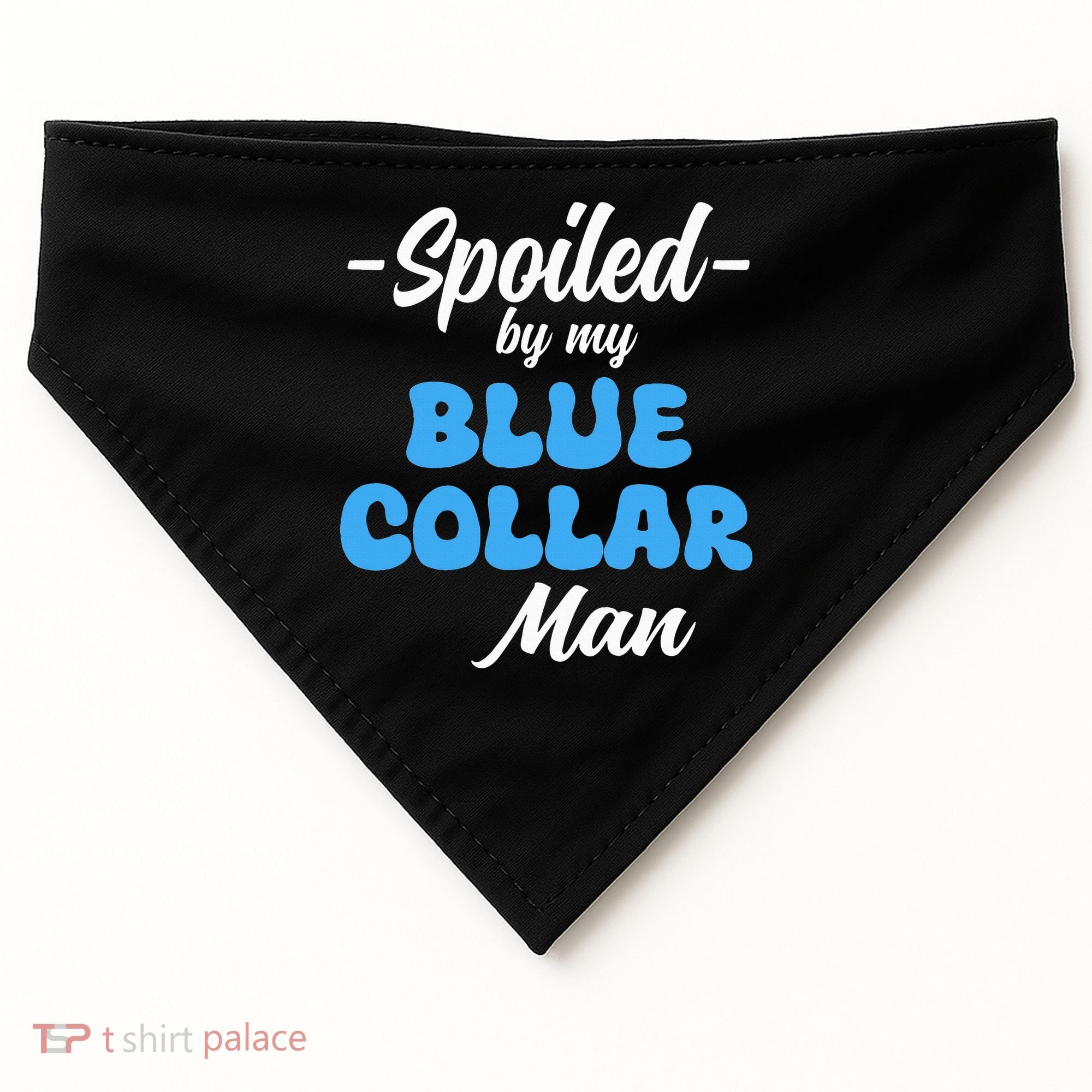 funny Spoiled By My Blue Collar Manhusband wife girlfriend USA-Made Doggie Bandana