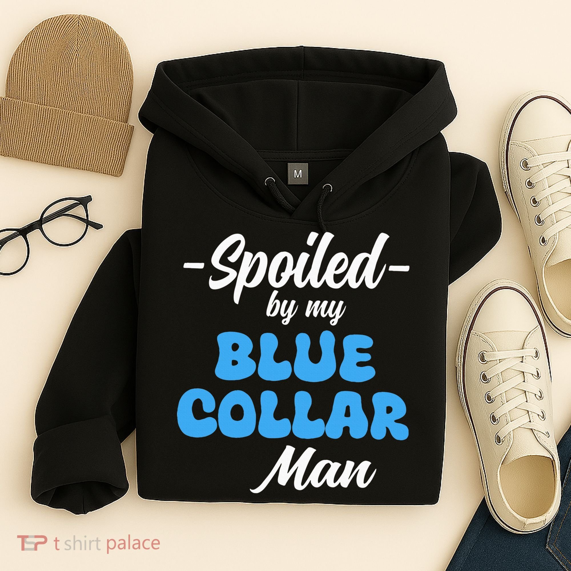 funny Spoiled By My Blue Collar Manhusband wife girlfriend Hoodie