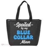 funny Spoiled By My Blue Collar Manhusband wife girlfriend Tote Bag thumb 0