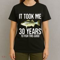 Funny Striped Bass Fishing 30th Birthday 30 Years To Fish T-Shirt thumb 4