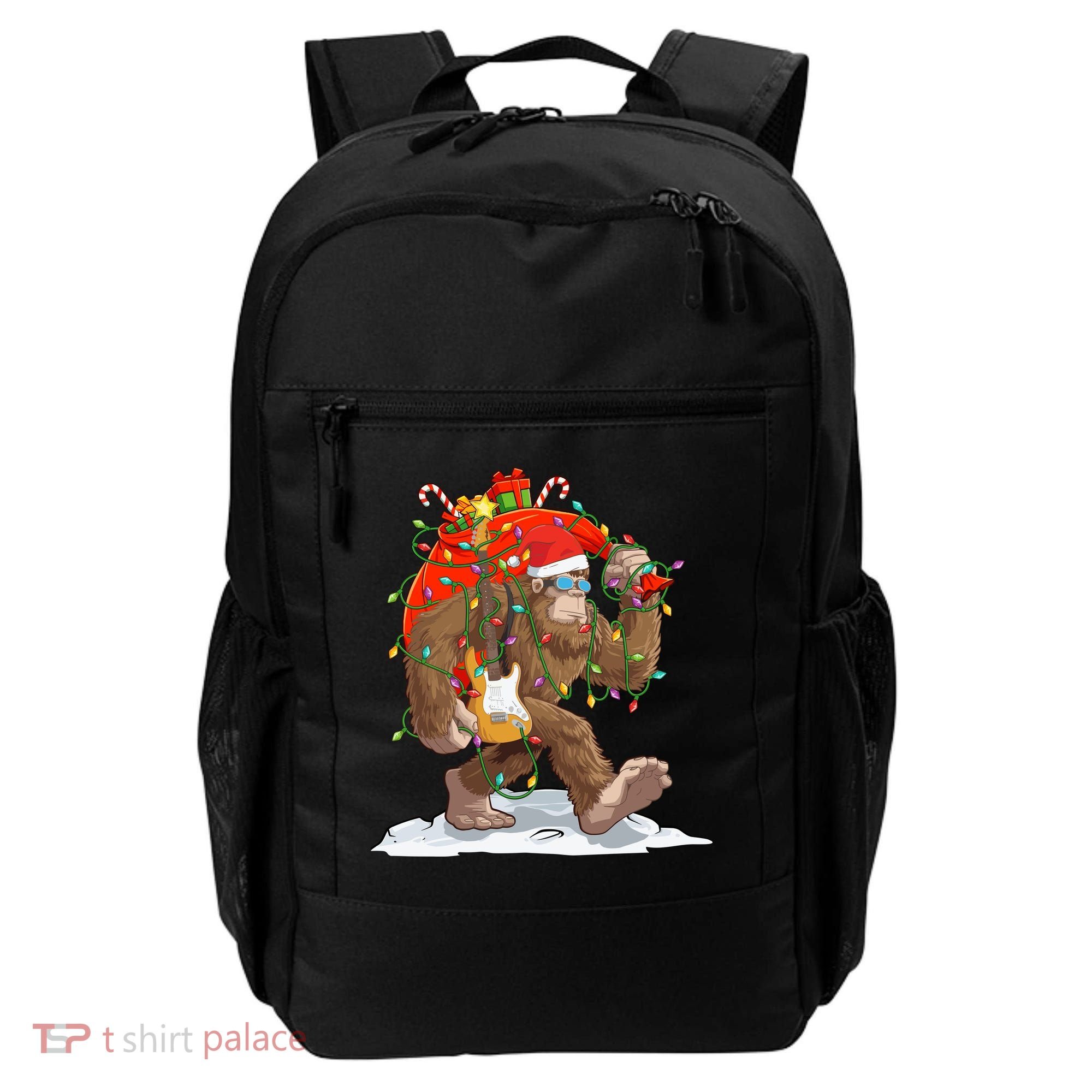 Funny Santa Bigfoot Christmas Lights Rock Sasquatch Believe Backpack