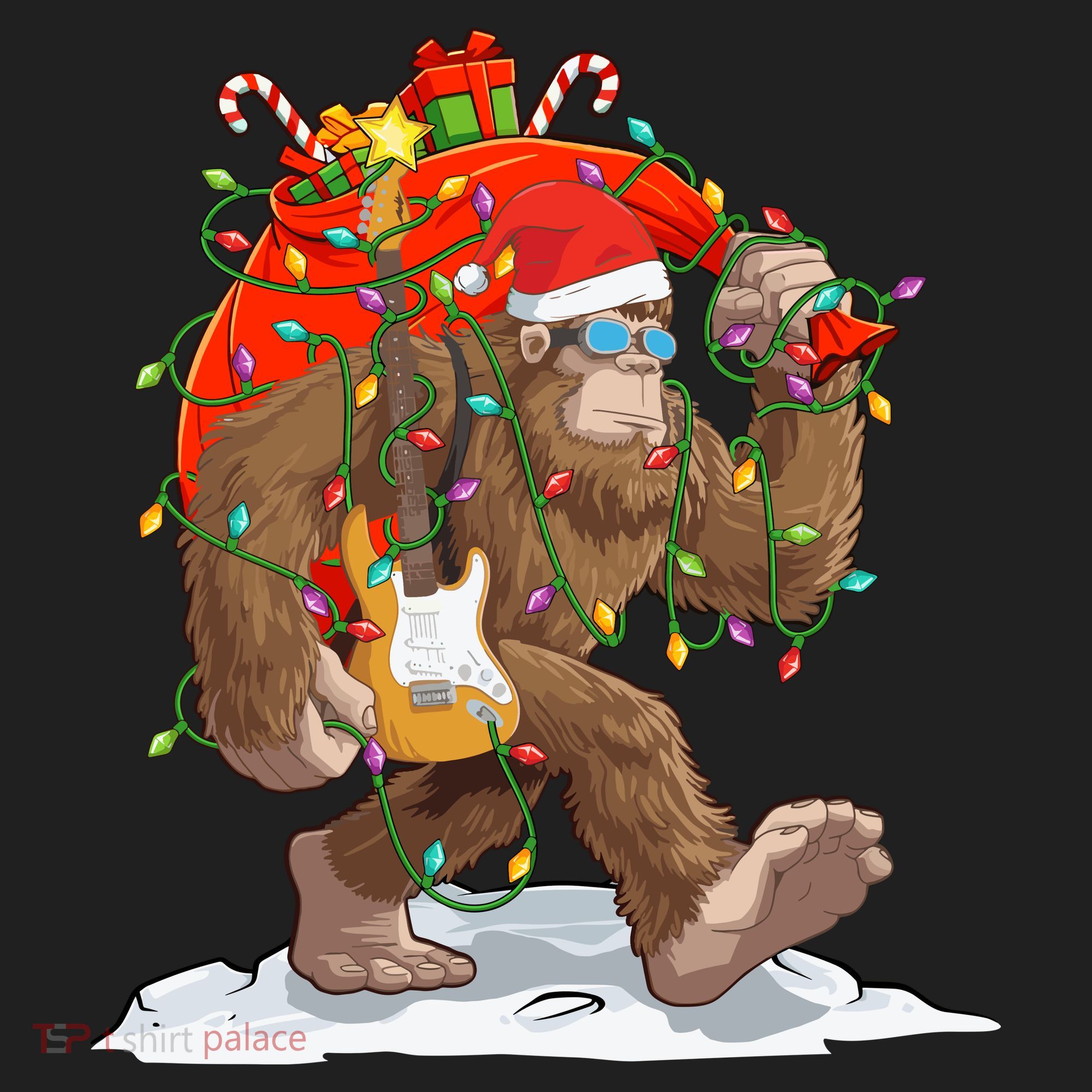 Funny Santa Bigfoot Christmas Lights Rock Sasquatch Believe Tumbler
