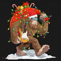 Funny Santa Bigfoot Christmas Lights Rock Sasquatch Believe Ornament thumb 1