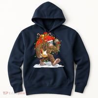 Funny Santa Bigfoot Christmas Lights Rock Sasquatch Believe Hoodie thumb 0