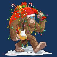Funny Santa Bigfoot Christmas Lights Rock Sasquatch Believe Long Sleeve Shirt thumb 2