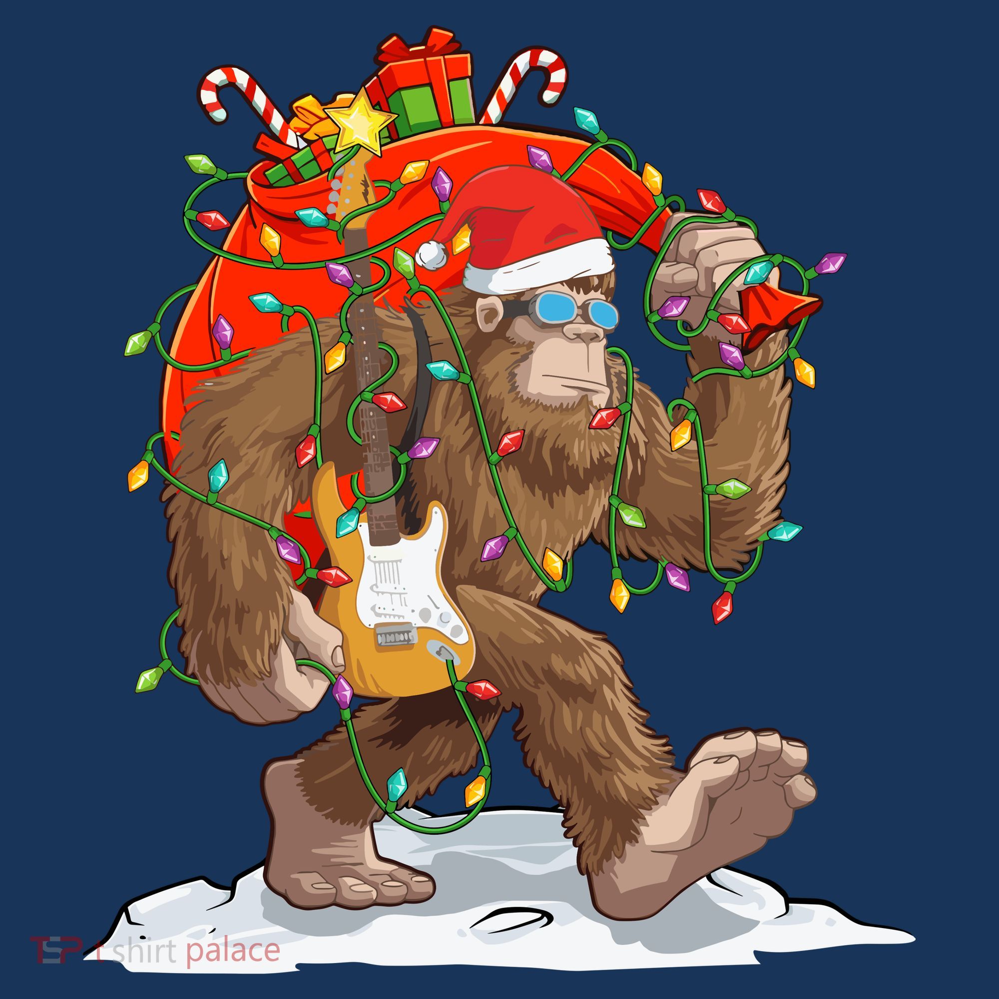 Funny Santa Bigfoot Christmas Lights Rock Sasquatch Believe Women's Hoodie