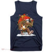 Funny Santa Bigfoot Christmas Lights Rock Sasquatch Believe Tank Top thumb 0