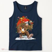 Funny Santa Bigfoot Christmas Lights Rock Sasquatch Believe Tank Top thumb 2