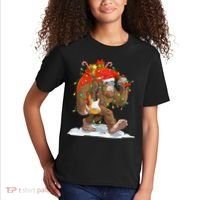 Funny Santa Bigfoot Christmas Lights Rock Sasquatch Believe Kids T-Shirt thumb 2