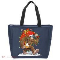 Funny Santa Bigfoot Christmas Lights Rock Sasquatch Believe Tote Bag thumb 0