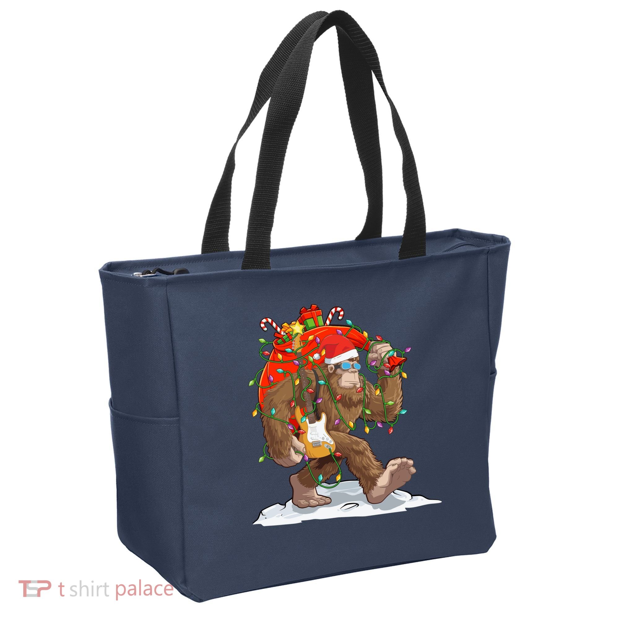 Funny Santa Bigfoot Christmas Lights Rock Sasquatch Believe Tote Bag