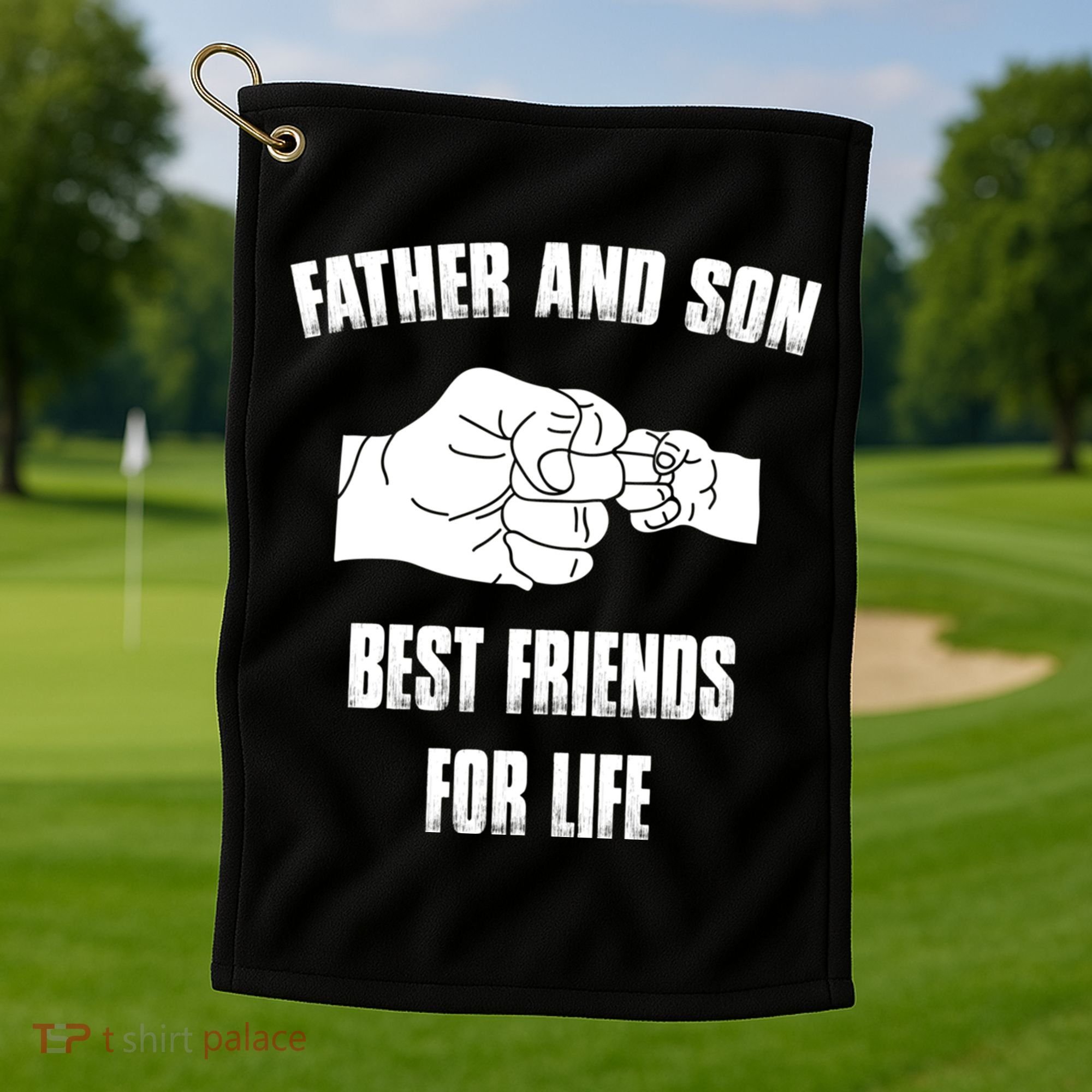 Father Son Best Friends For Life Fist Bump Gift Golf Towel