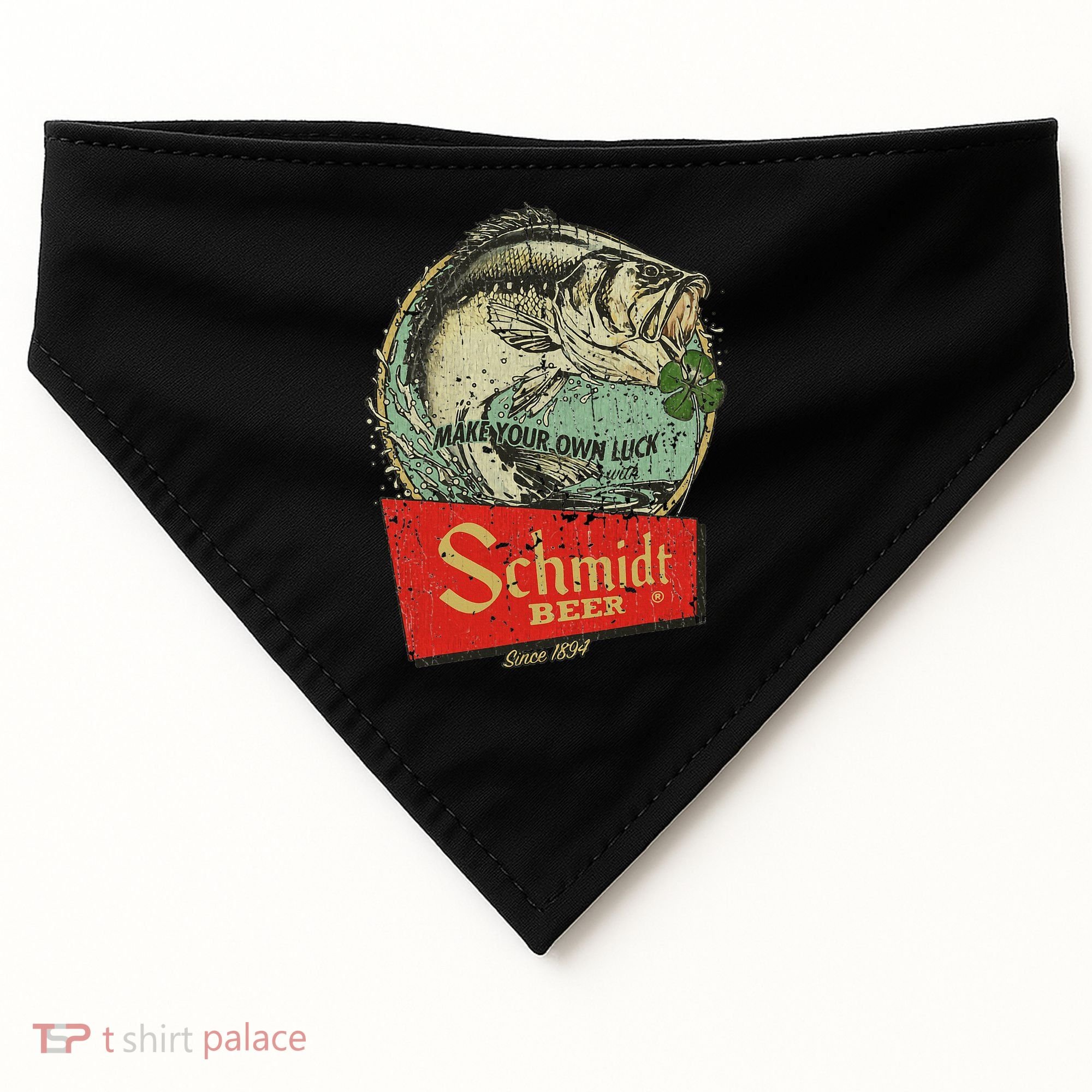 Fishing Schmidt Beer Make Your Own Luck 1894 USA-Made Doggie Bandana