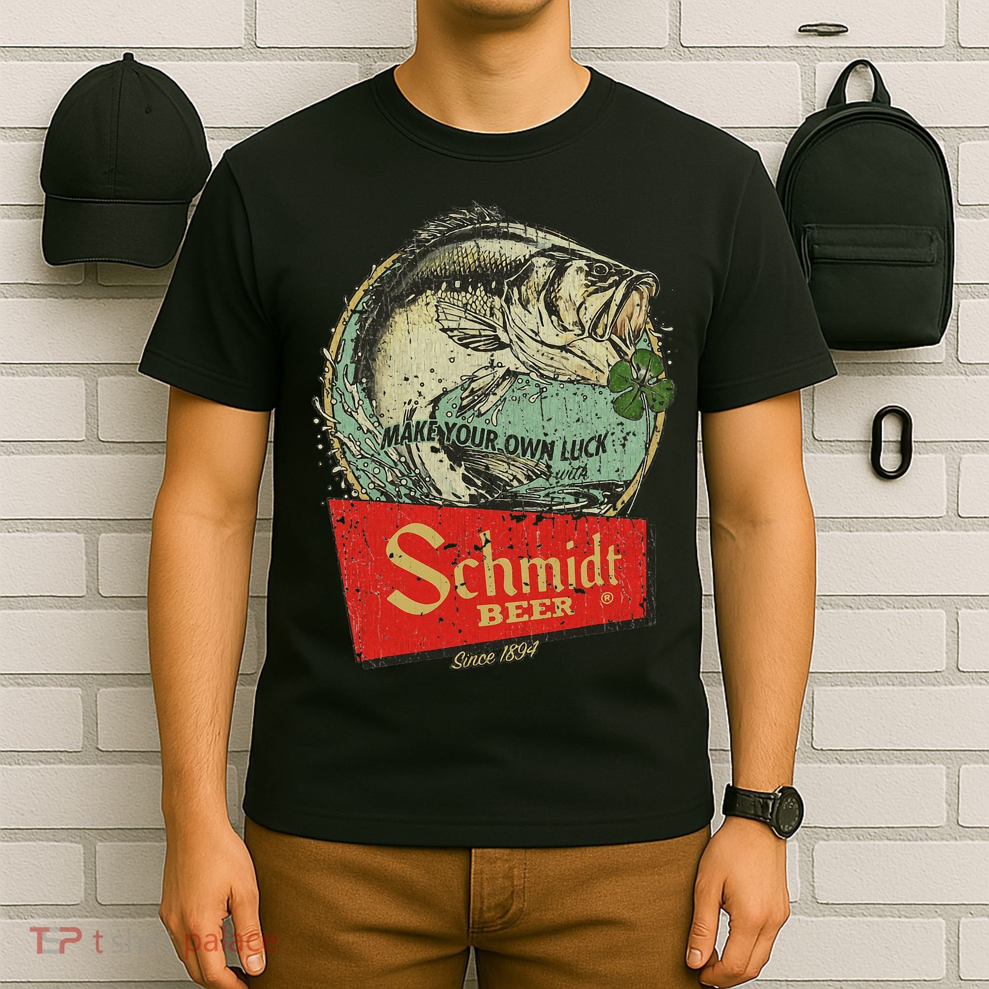 Fishing Schmidt Beer Make Your Own Luck 1894 T-Shirt