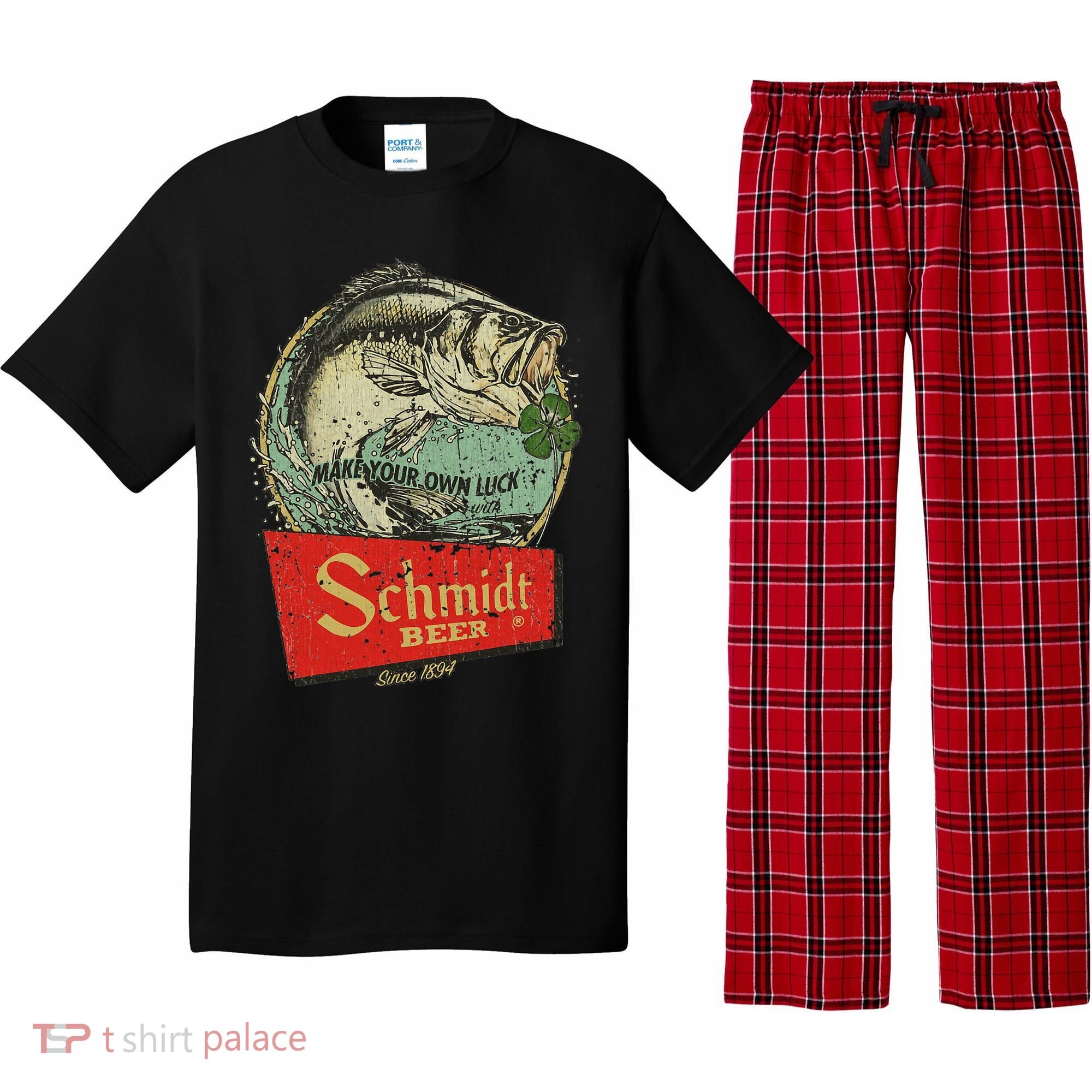 Fishing Schmidt Beer Make Your Own Luck 1894 Pajama Set