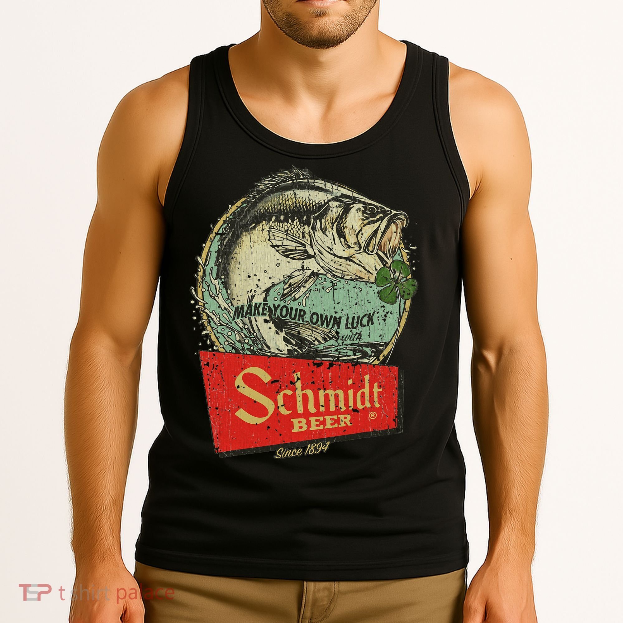 Fishing Schmidt Beer Make Your Own Luck 1894 Tank Top