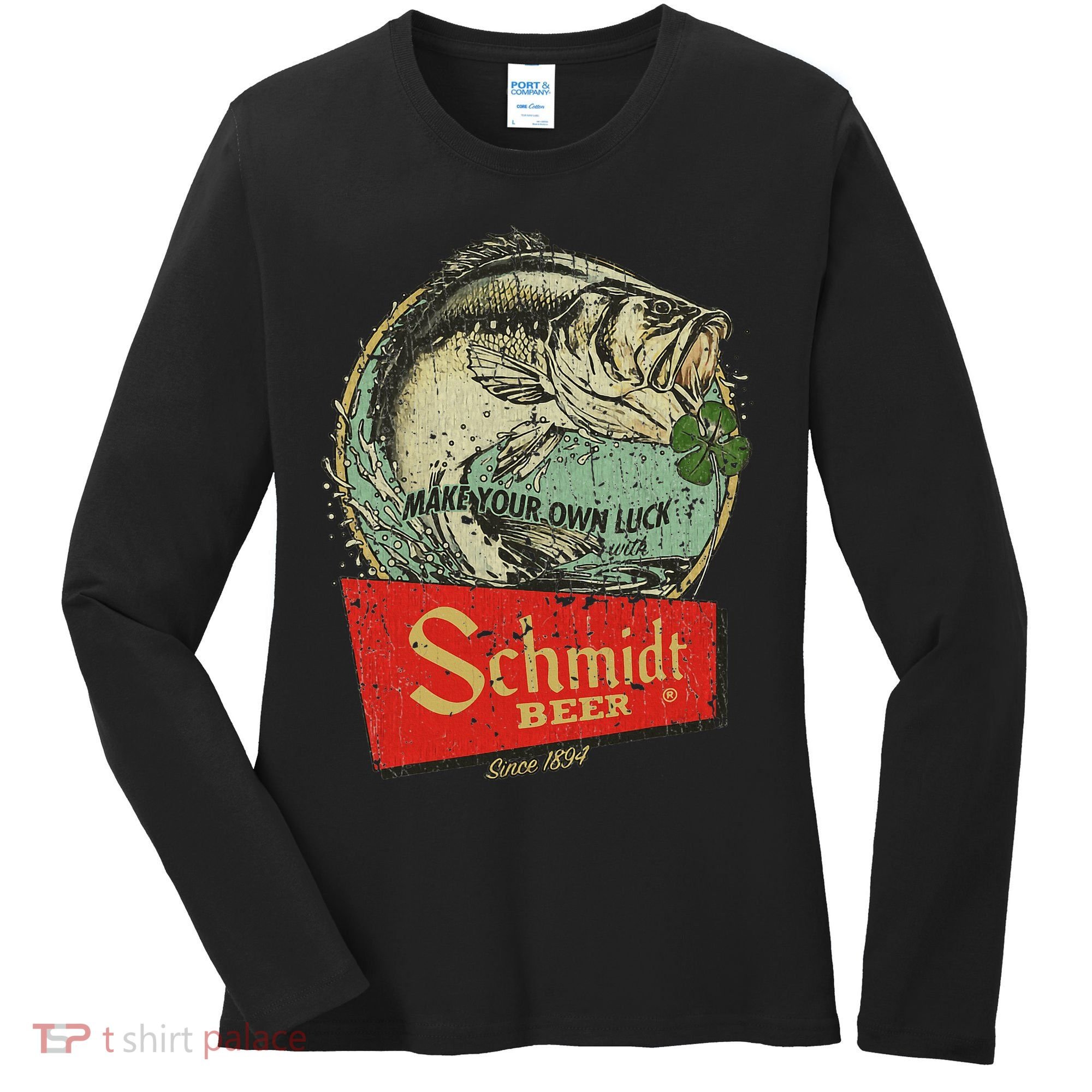 Fishing Schmidt Beer Make Your Own Luck 1894 Women's Long Sleeve Shirt