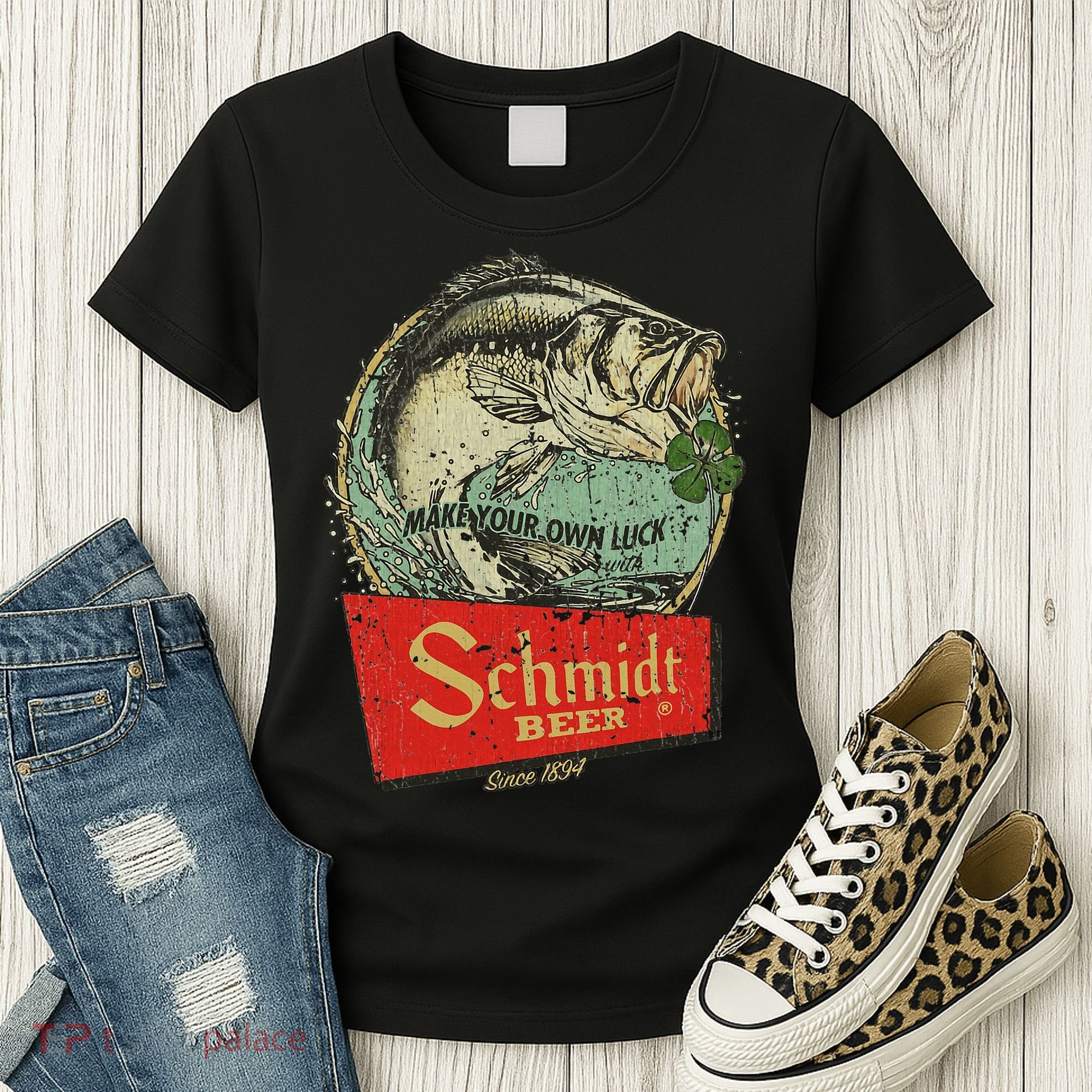 Fishing Schmidt Beer Make Your Own Luck 1894 Women's T-Shirt