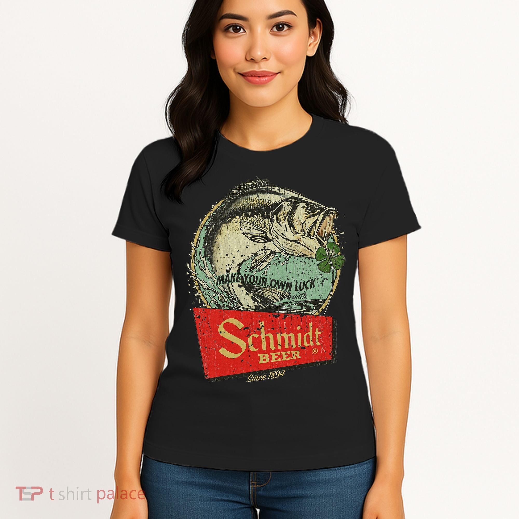 Fishing Schmidt Beer Make Your Own Luck 1894 Women's T-Shirt