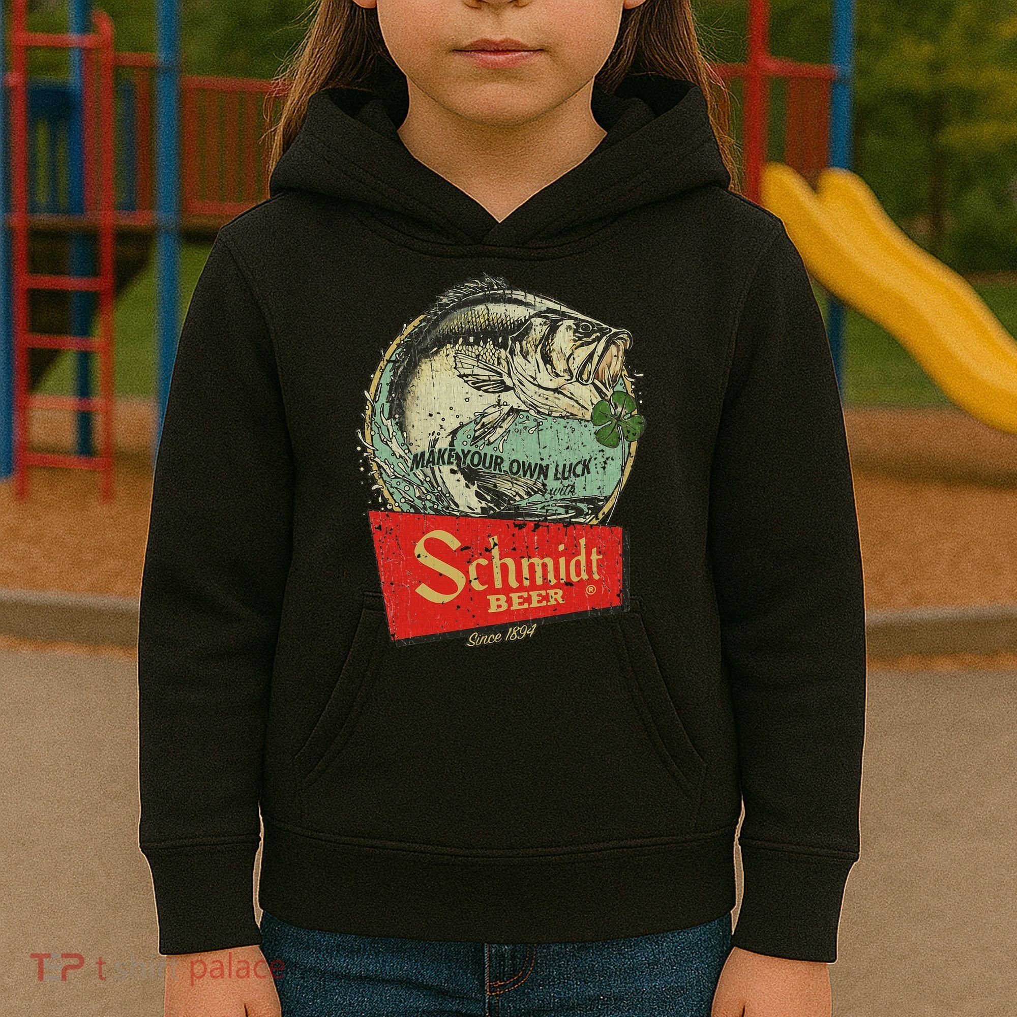 Fishing Schmidt Beer Make Your Own Luck 1894 Kids Hoodie