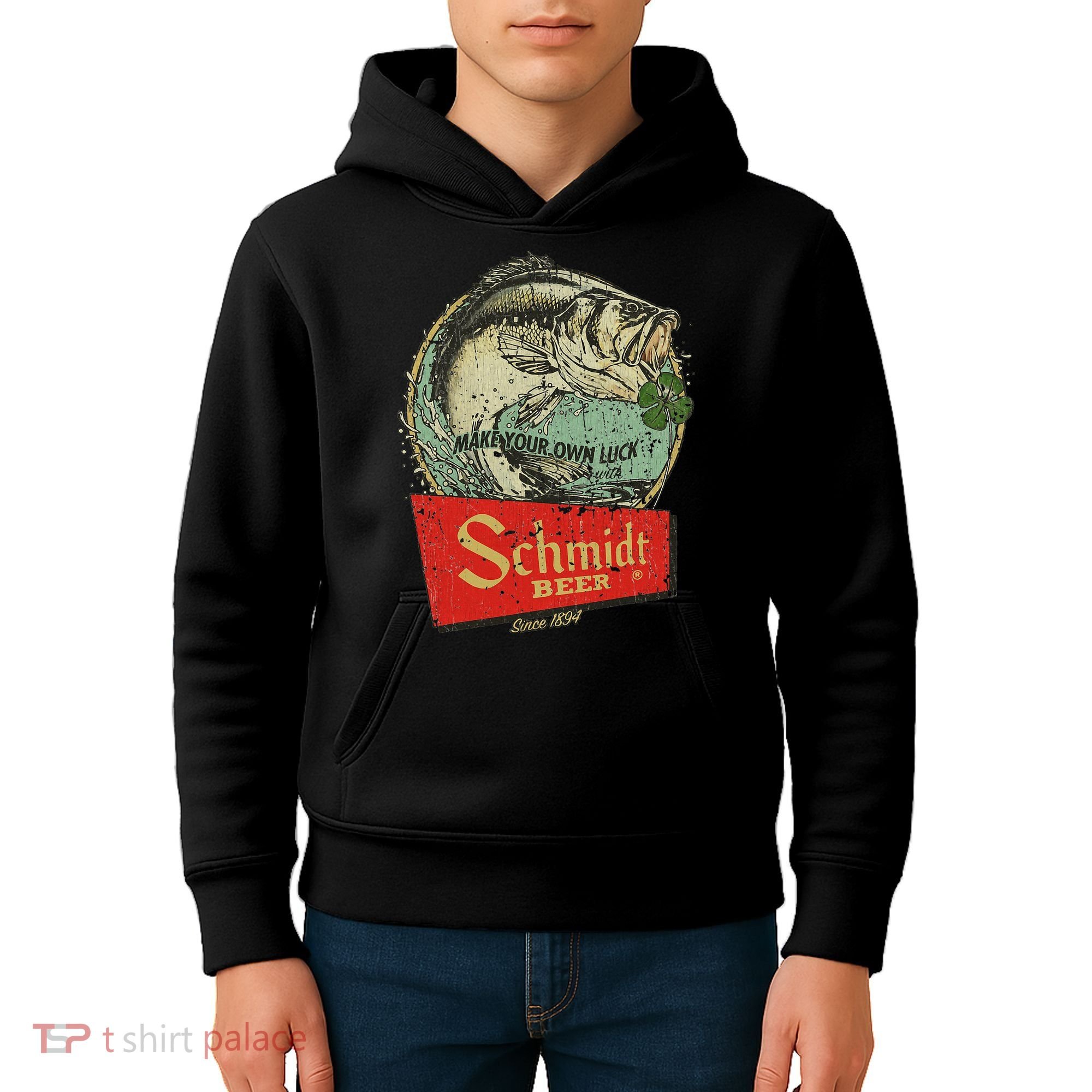 Fishing Schmidt Beer Make Your Own Luck 1894 Kids Hoodie