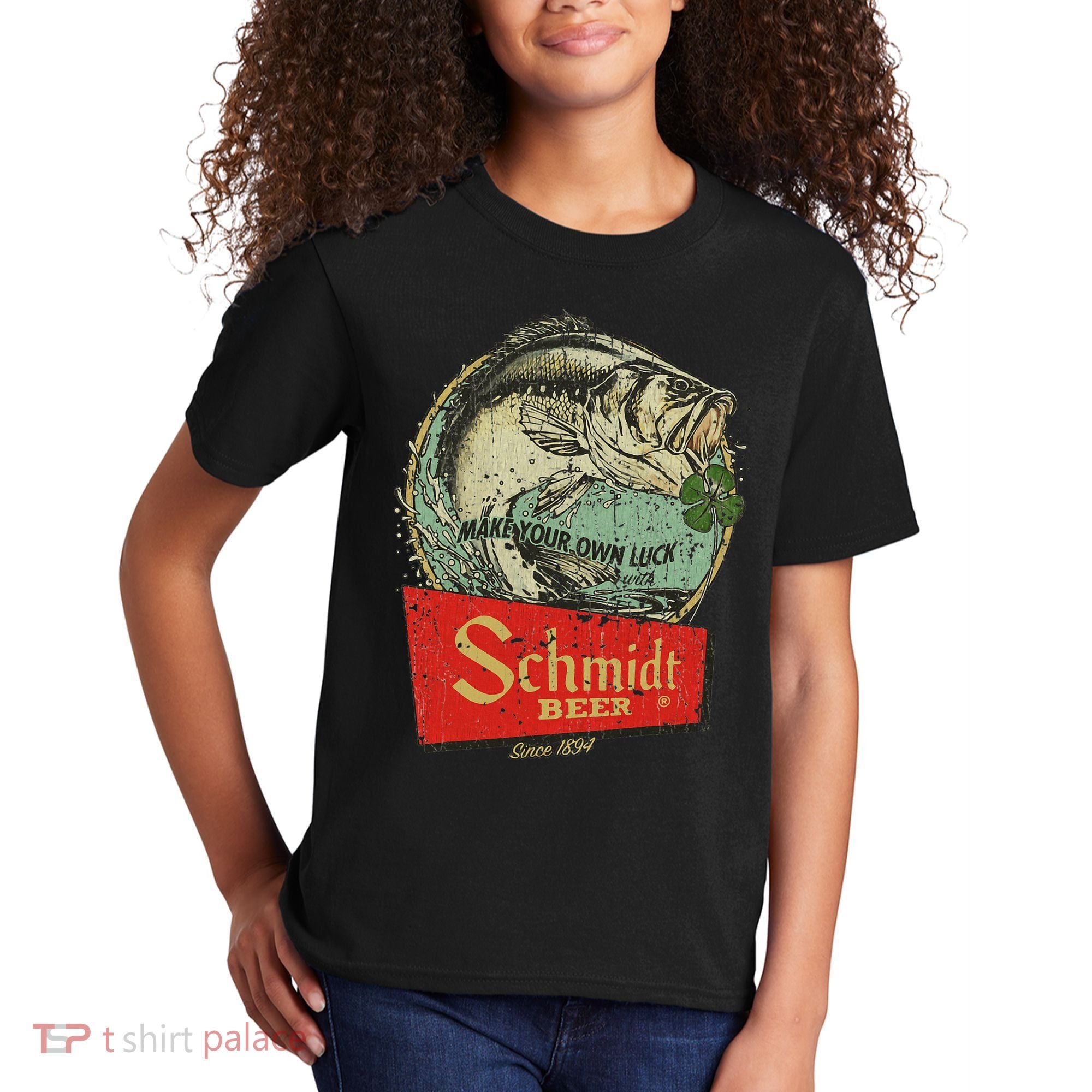 Fishing Schmidt Beer Make Your Own Luck 1894 Kids T-Shirt