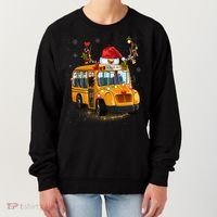 Funny School Bus Reindeer Santa Christmas School Bus Driver Women's Sweatshirt thumb 0