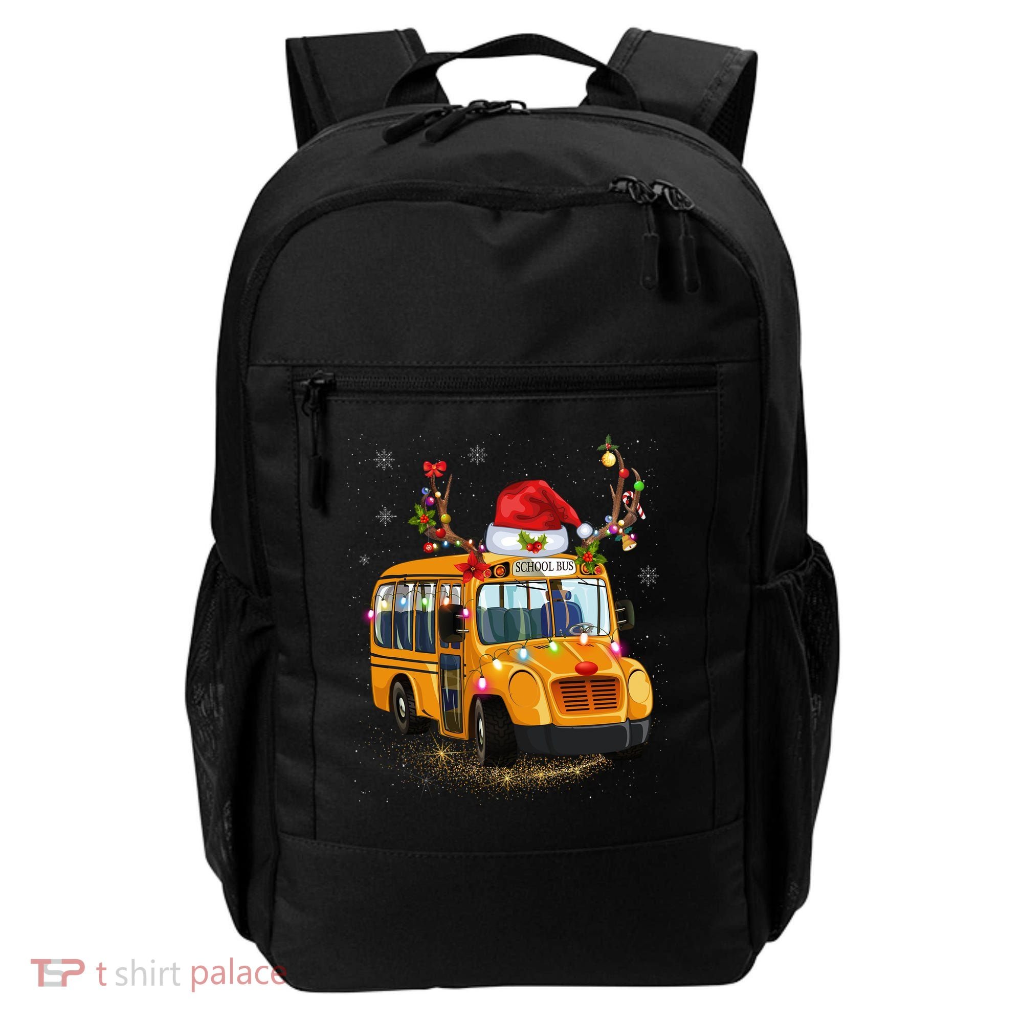 Funny School Bus Reindeer Santa Christmas School Bus Driver Backpack
