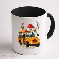 Funny School Bus Reindeer Santa Christmas School Bus Driver Coffee Mug thumb 1