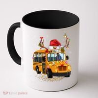 Funny School Bus Reindeer Santa Christmas School Bus Driver Coffee Mug thumb 0