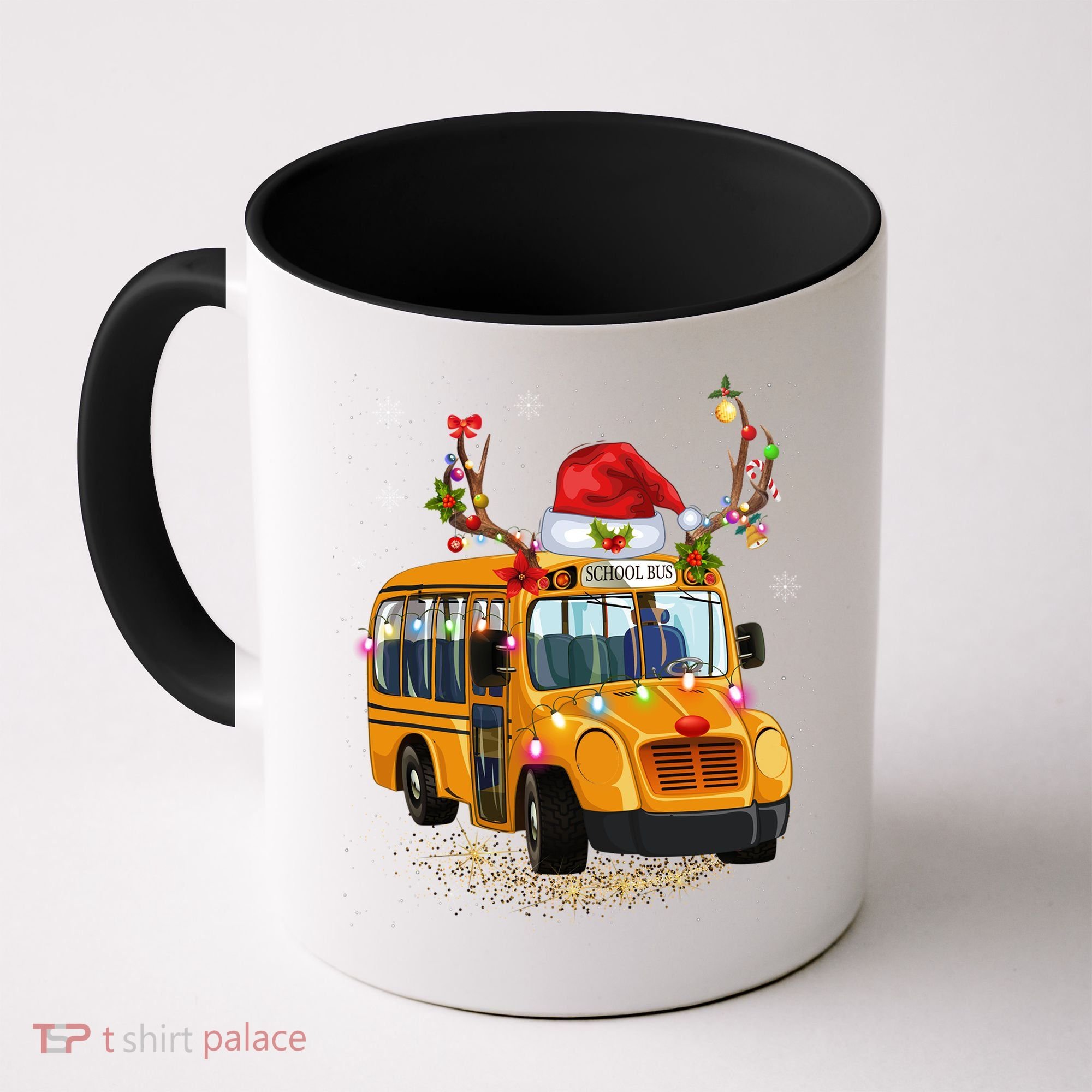 Funny School Bus Reindeer Santa Christmas School Bus Driver Coffee Mug