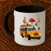 Funny School Bus Reindeer Santa Christmas School Bus Driver Coffee Mug thumb 2