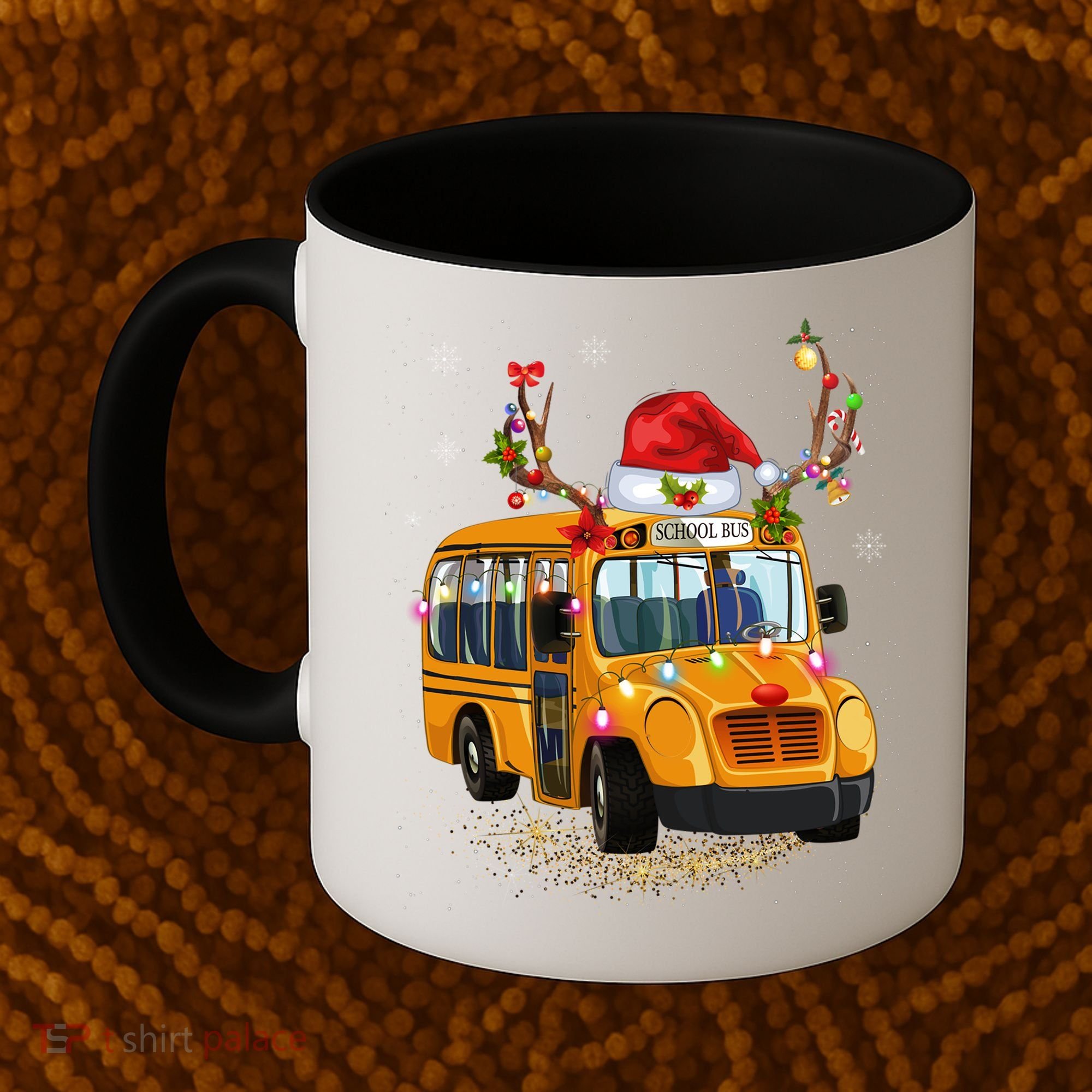 Funny School Bus Reindeer Santa Christmas School Bus Driver Coffee Mug