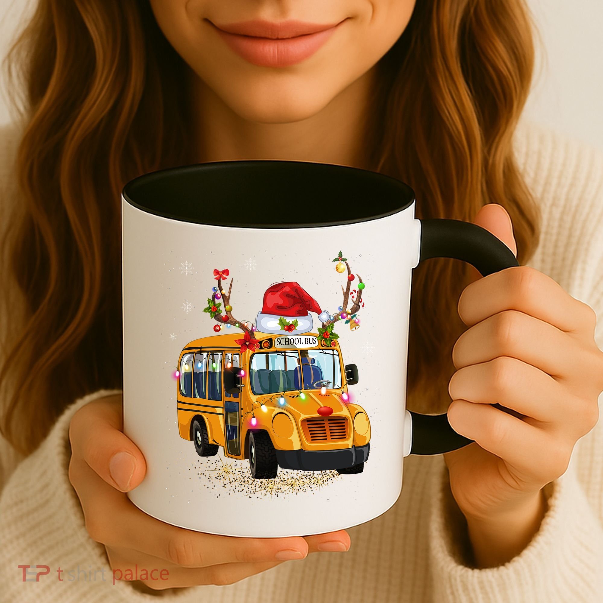 Funny School Bus Reindeer Santa Christmas School Bus Driver Coffee Mug