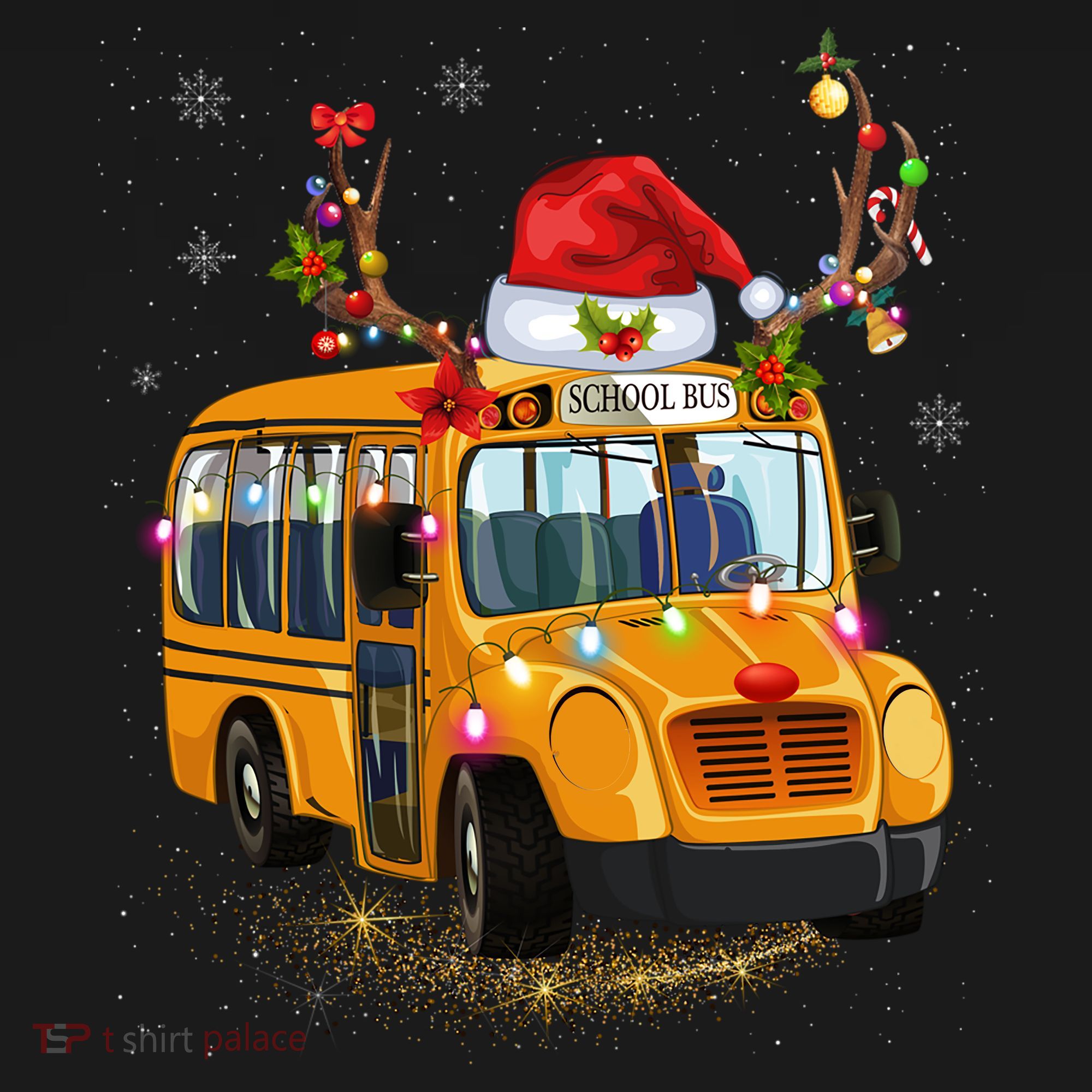 Funny School Bus Reindeer Santa Christmas School Bus Driver Women's Hoodie