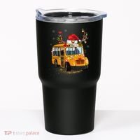 Funny School Bus Reindeer Santa Christmas School Bus Driver Tumbler thumb 0