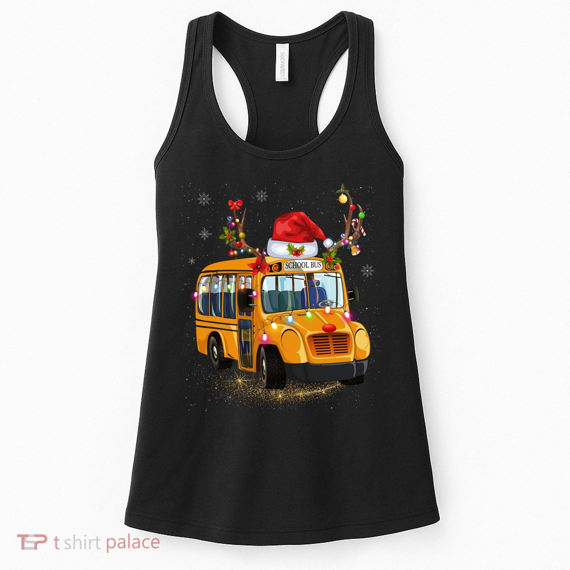 Funny School Bus Reindeer Santa Christmas School Bus Driver Women's Tank Top