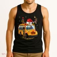 Funny School Bus Reindeer Santa Christmas School Bus Driver Tank Top thumb 3