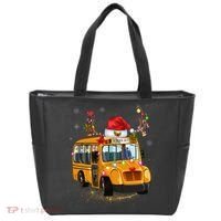 Funny School Bus Reindeer Santa Christmas School Bus Driver Tote Bag thumb 0