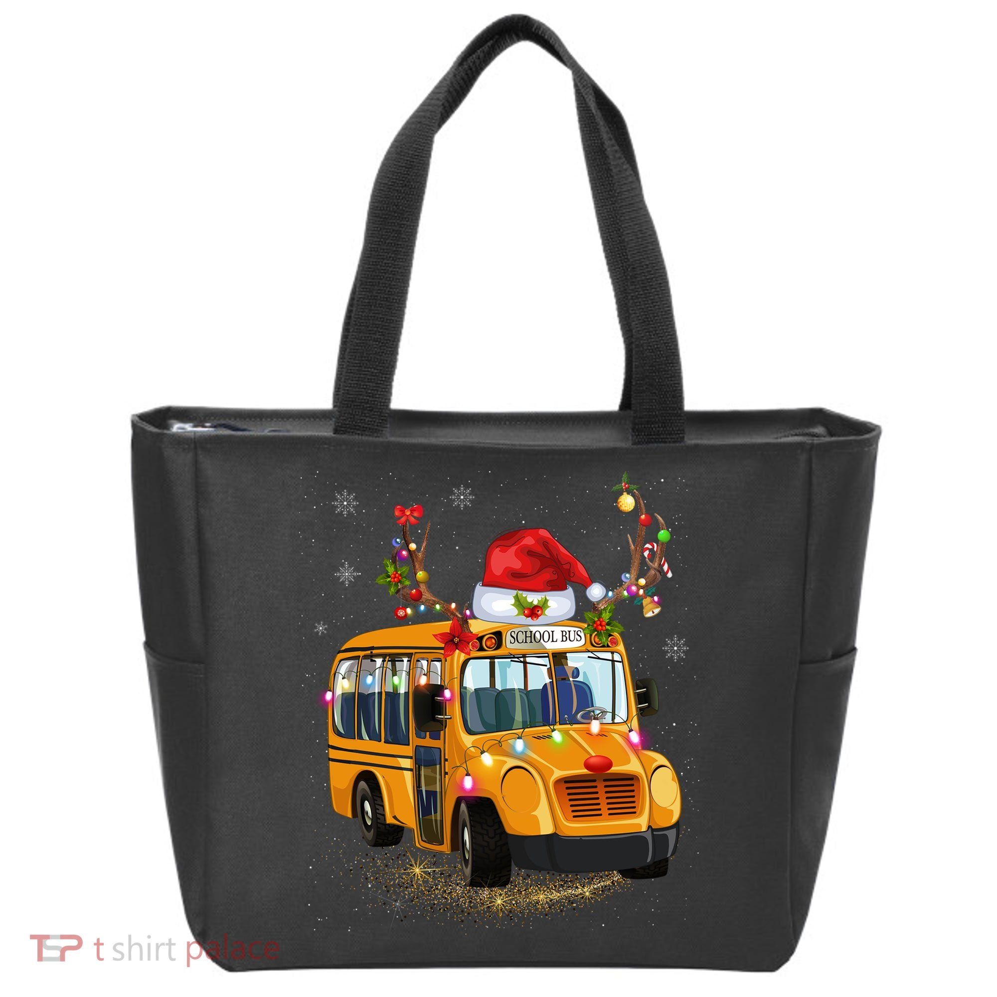 Funny School Bus Reindeer Santa Christmas School Bus Driver Tote Bag